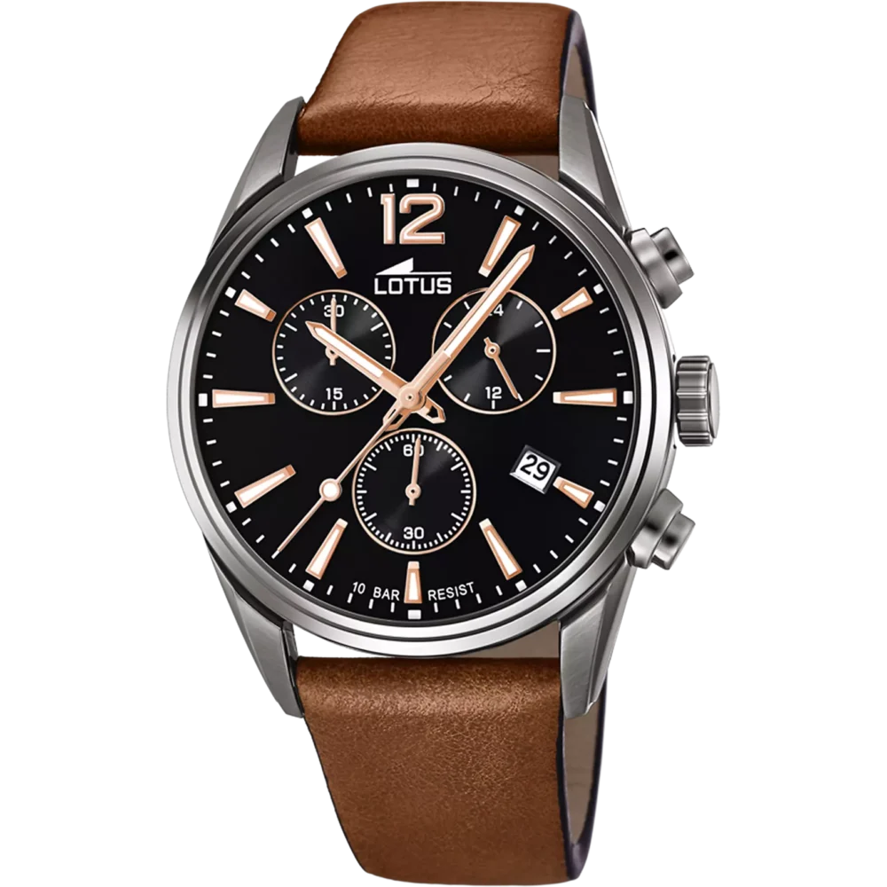 Reloj LOTUS Crono Caballero 18683/2 correa piel y esfera negra