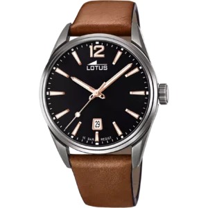 Reloj Lotus 18685/2 caballero esfera negra y rosa con correa de piel marrón