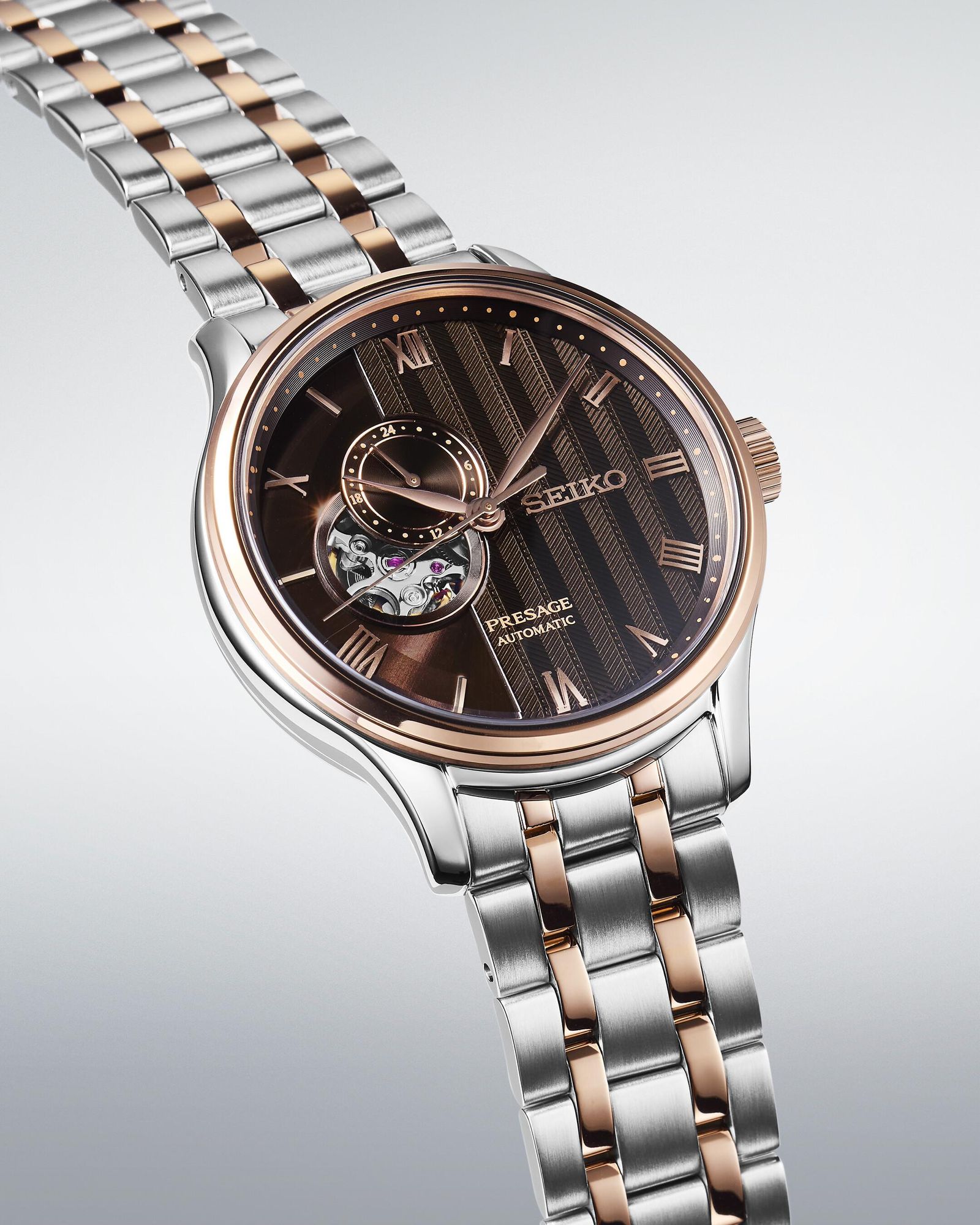 Reloj SEIKO Presage Automático Acero plateado Bicolor rose SSA466J1