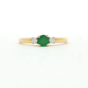 Anillo Oro Esmeralda  2 Diamantes 0.08 Ct.