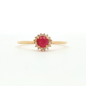 Anillo Oro Amarillo con Diamantes Rubí 0 048ct