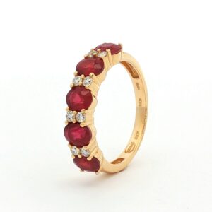 Anillo Media Alianza Diamantes y Rubis