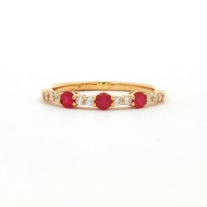 Anillo Media Alianza Diamantes y Rubis