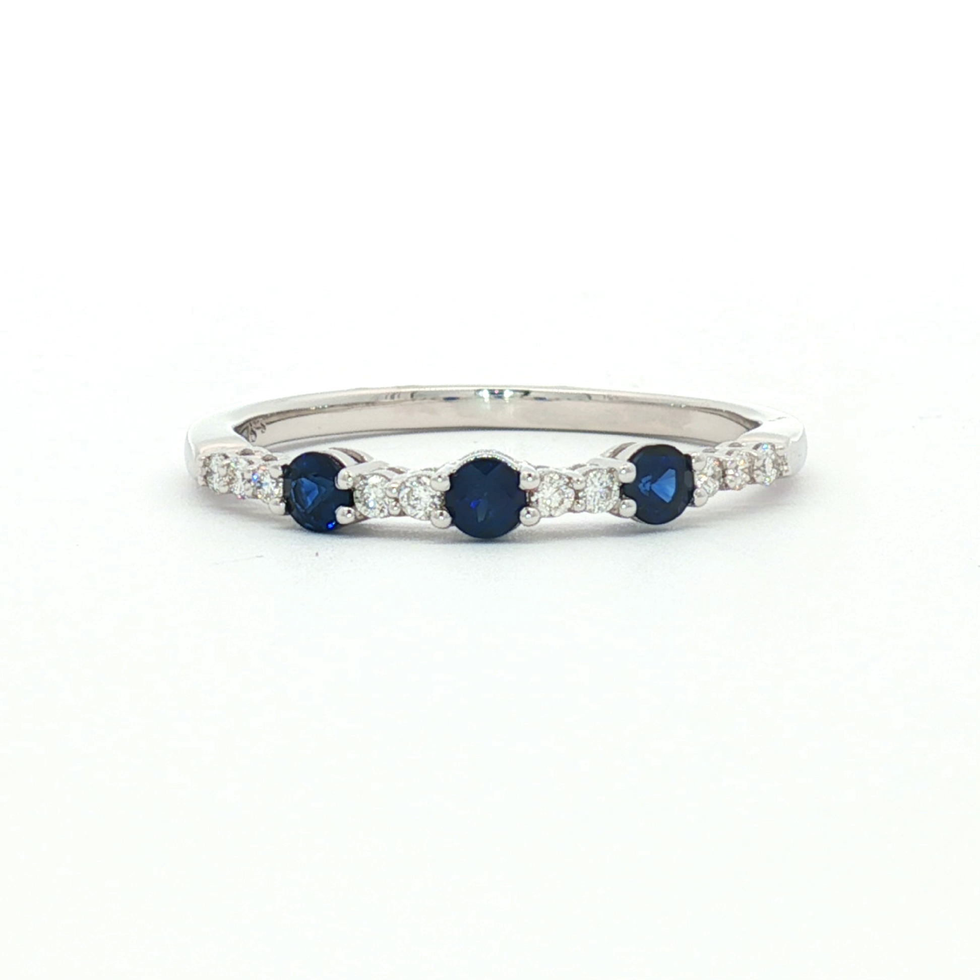 Anillo Media Alianza Diamantes y Zafiros