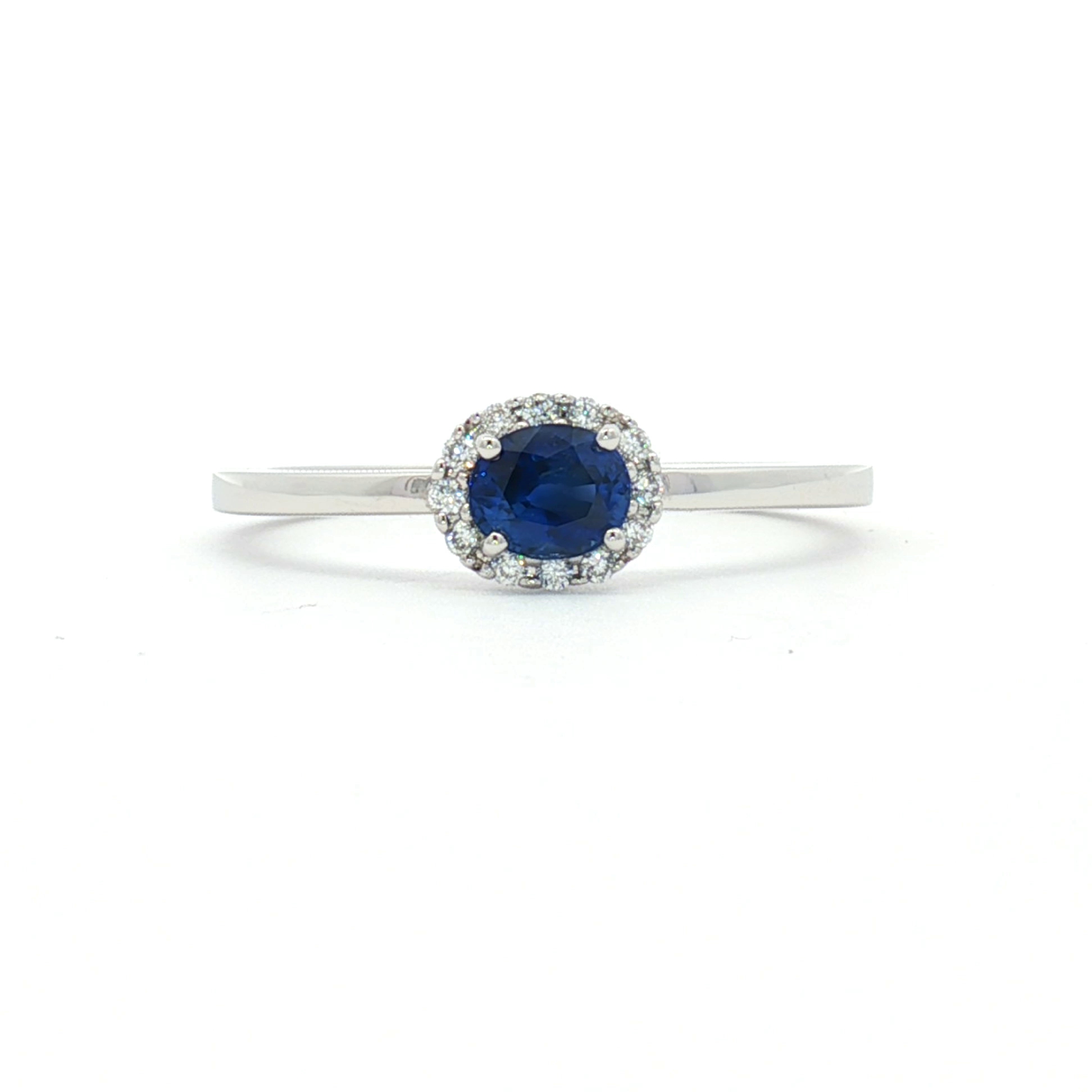 Anillo Oro Blanco con Diamantes Zafiro