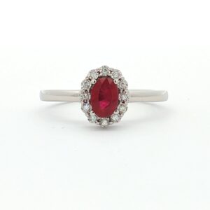 Anillo Roseton  Rubí y 12 Diamantes