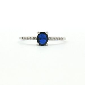 Anillo Zafiro Con Brillantes Brazo Oro Blanco