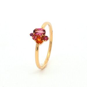 Anillo   Citrino Turmalina Amatista en Oro Amarillo
