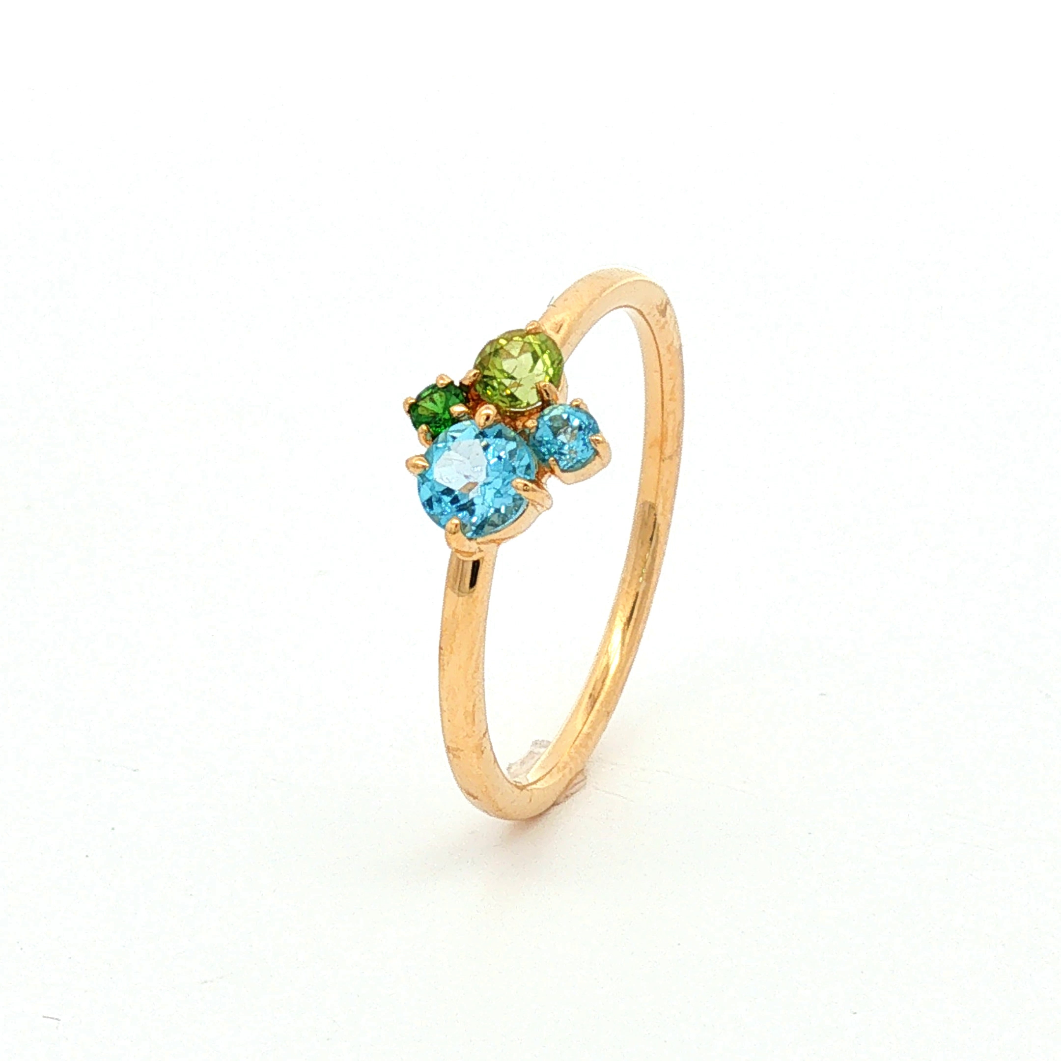 Anillo Topacio Swiss Citrino Peridoto tsavorita en Oro Amarillo