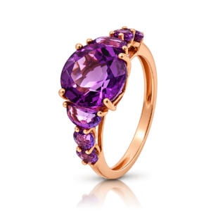 Anillo Amatistas en Oro Rosa