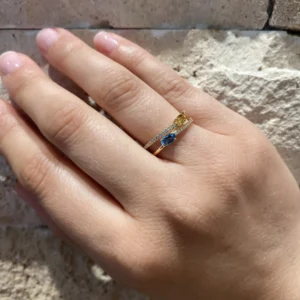Anillo Brillantes Topacio Swiss Citrino en Oro Amarillo