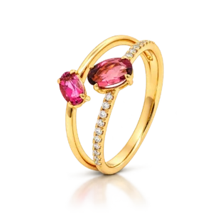 Anillo Brillantes Turmalina en Oro Amarillo