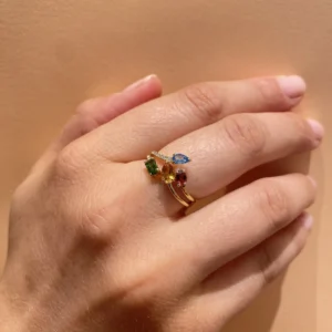 Anillo Brillantes Turmalinas Topacio Swiss Amatista en Oro Amarillo