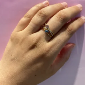 Anillo Brillantes Turmalinas Topacio Swiss Amatista en Oro Amarillo