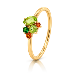 Anillo Citrino Peridoto tsavorita en Oro Amarillo