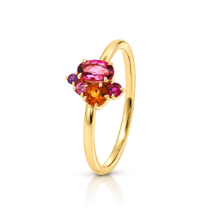 Anillo   Citrino Turmalina Amatista en Oro Amarillo