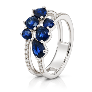 Anillo Doble Aro con Diamantes y Zafiros