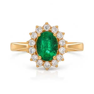 Anillo Esmeralda y 14 Diamantes 0.25 Ct.