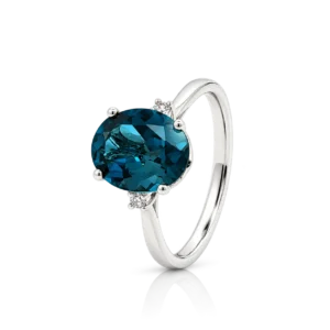 Anillo London Blue Con 2 Brillantes Oro Blanco