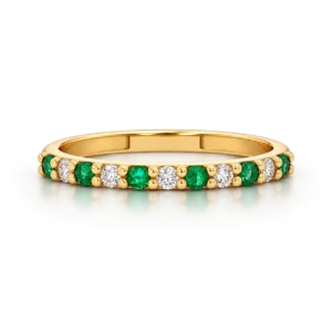 Anillo Media Alianza Diamantes y 6 Esmeraldas