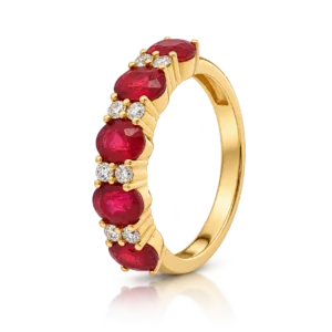 Anillo Media Alianza Diamantes y Rubis 3,02 Ct