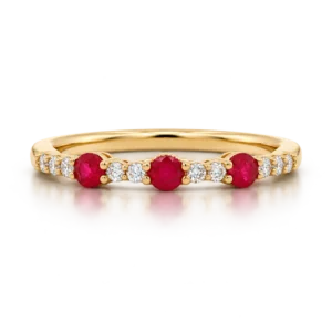 Anillo Media Alianza Diamantes y Rubis