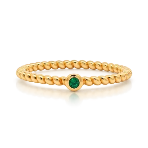 Anillo Oro Amarillo Brazo Bolitas Esmeralda