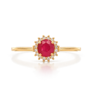 Anillo Oro Amarillo con Diamantes Rubí 0,048 Ct