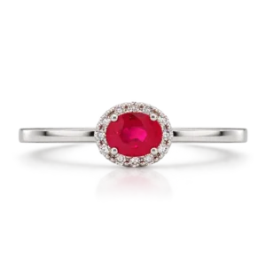 Anillo Oro Blanco con Diamantes Rubí