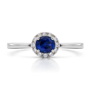 Anillo Oro Blanco con Diamantes Zafiro
