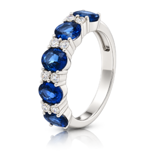 Anillo Oro Blanco Diamantes y Zafiros 2,22ct
