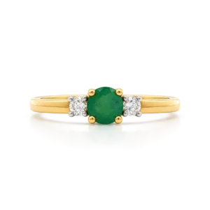 Anillo Oro Esmeralda  2 Diamantes 0.08 Ct.