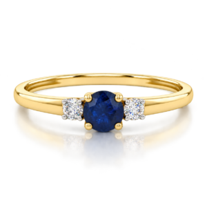 Anillo Oro Zafiro y 2 Diamantes 0.08 Ct.