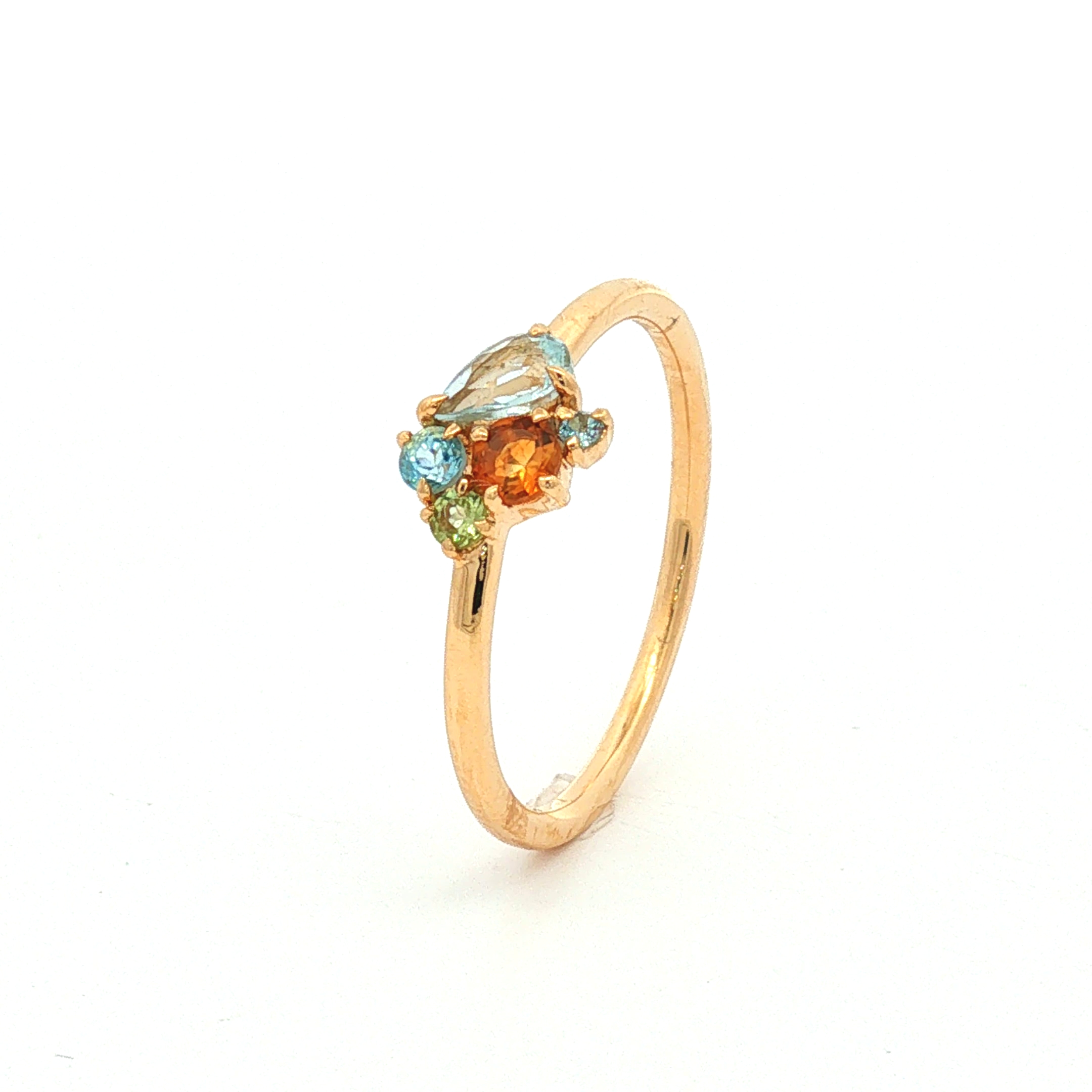 Anillo Topacio Swiss Citrino Peridoto en Oro Amarillo