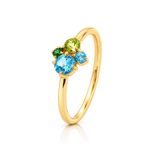 Anillo Topacio Swiss Citrino Peridoto tsavorita en Oro Amarillo