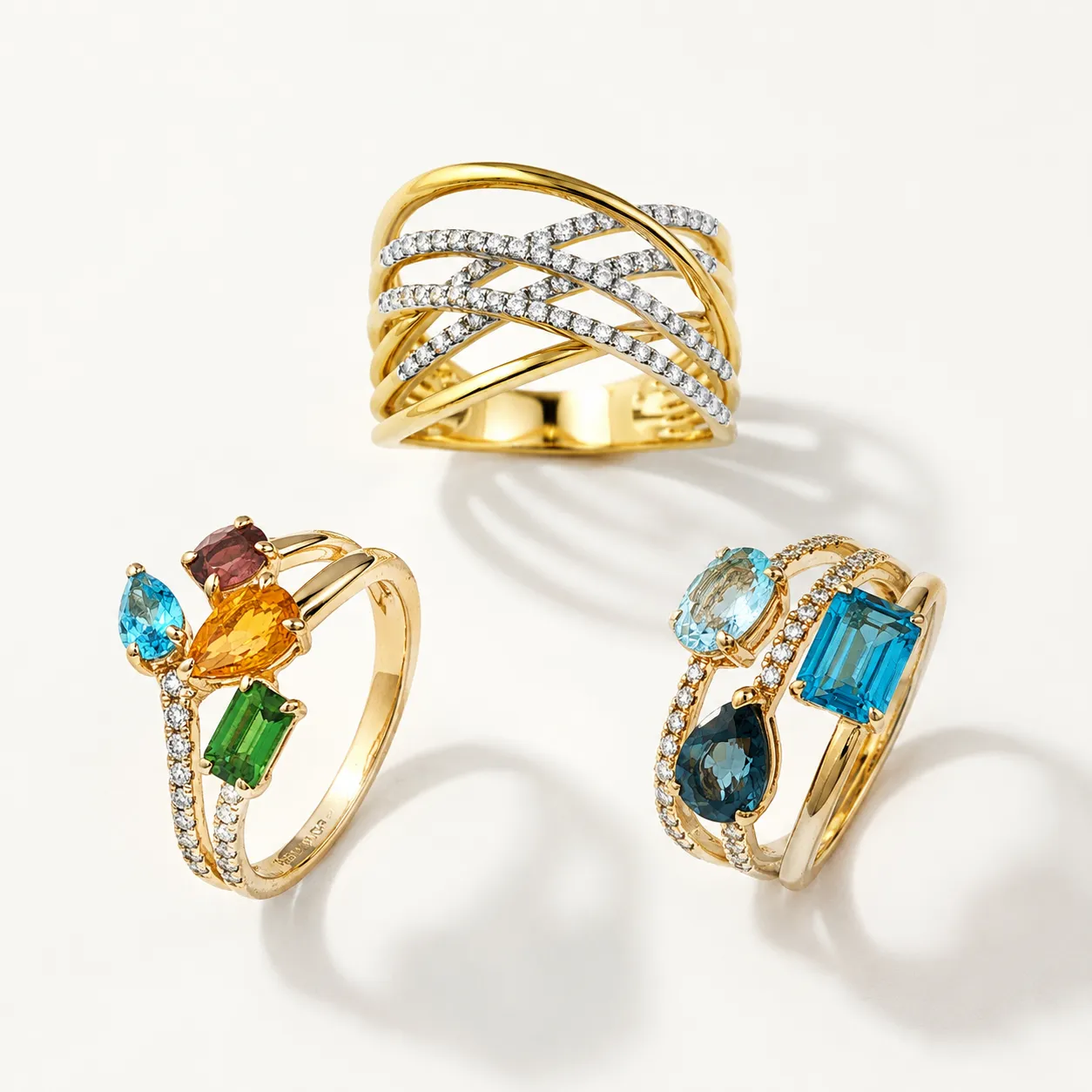 El brillo del diamante unido al color de las gemas